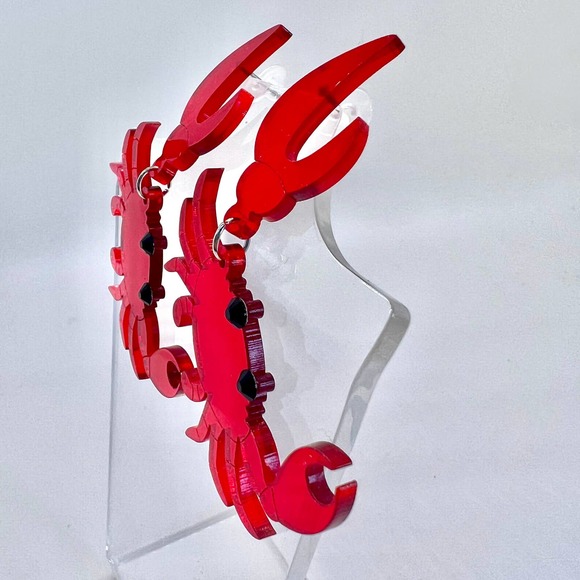 Red Crab Earrings - Cajun Earrings - Louisiana Earrings - Statement Earrings - Picture 8 of 11